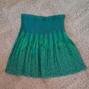 Green and Blue Pleated Skirt